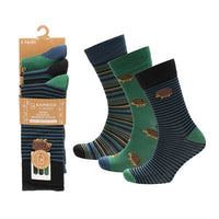 Mens Bamboo Design Hedgehog Pattern Socks (3 Pair)
