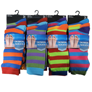 Mens Bright Stripe Design Socks (3 Pair)