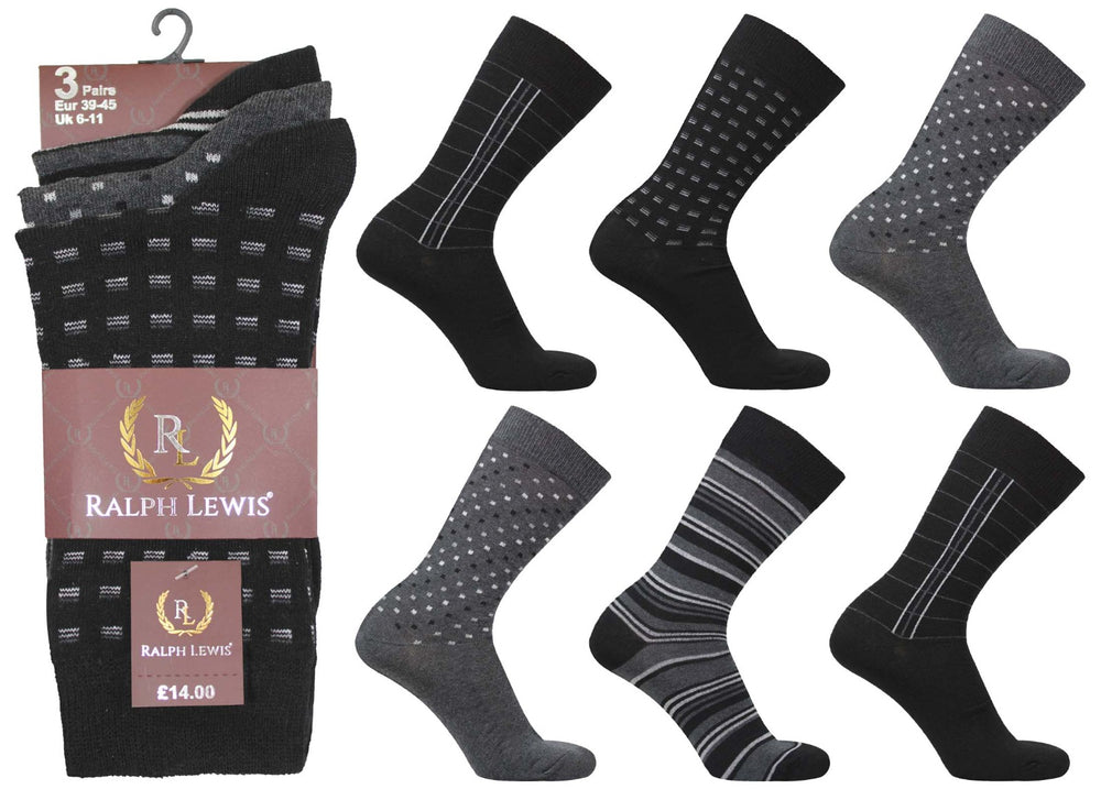 Mens Design Pattern Suit Socks (3 Pair)
