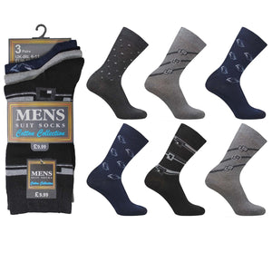 Mens Pattern Mix Design Suit Socks (3 Pair)