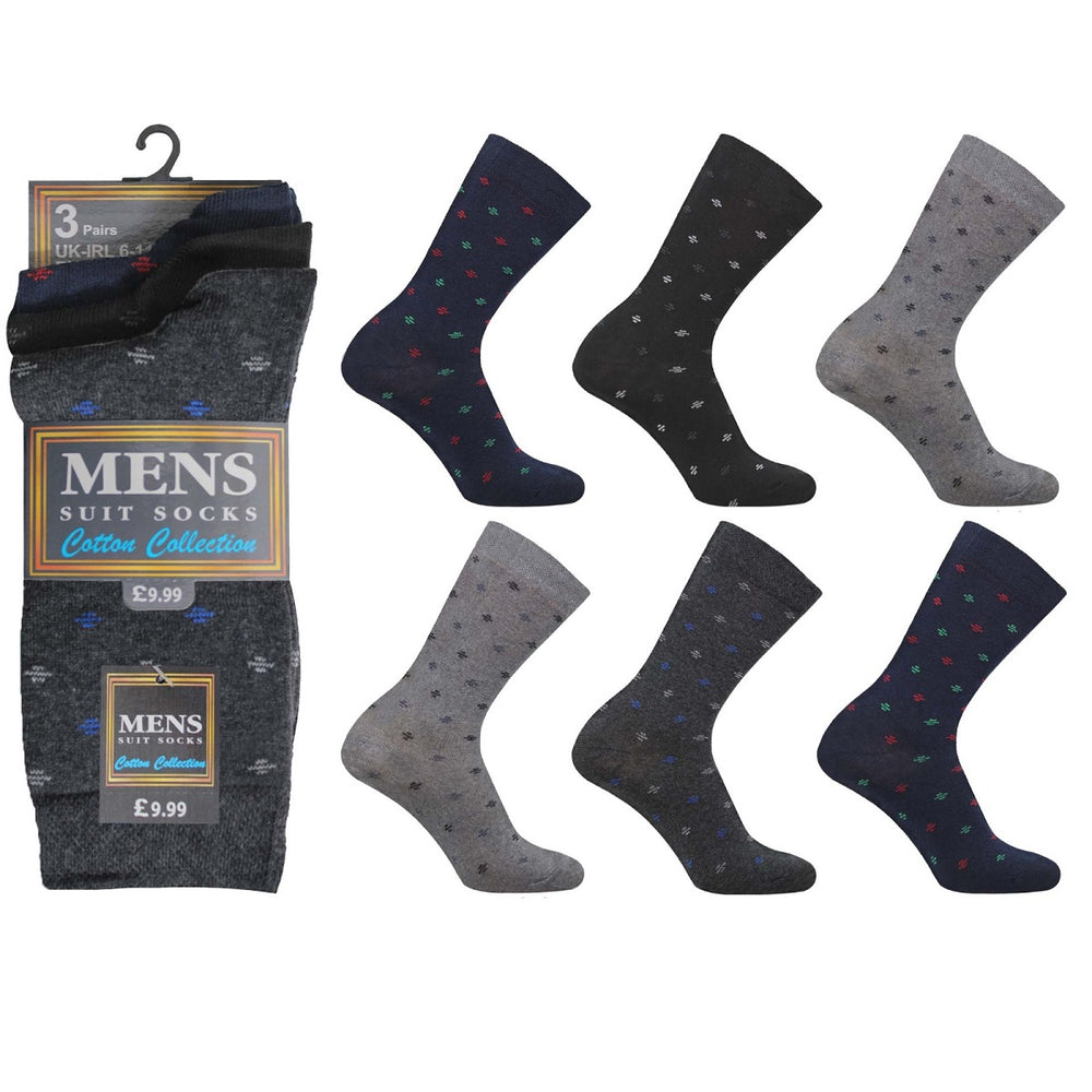 Mens Pattern Spot Design Suit Socks (3 Pair)