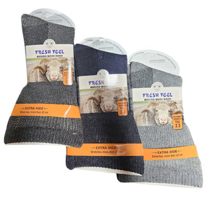 Mens Merino Wool Winter EXTRA WIDE Comfort Top Thermal Socks (1 Pair)