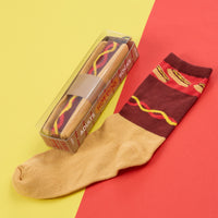 Mens Hot Dog Food Design Socks with Novlety Gift Packaging