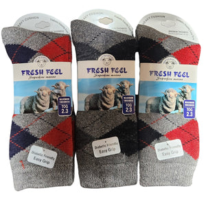 Mens Merino Wool Winter Thermal Socks Argyle Design (1 Pair)