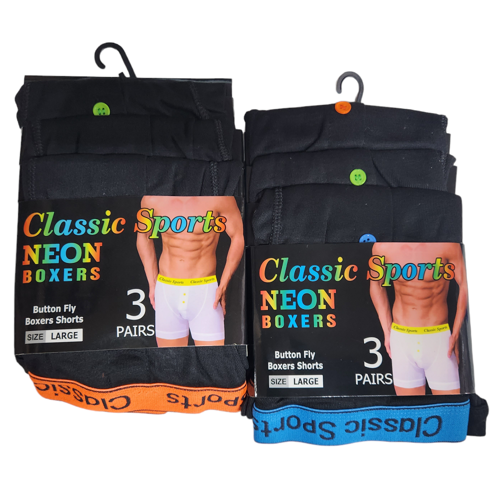 Mens Neon Band Rib Boxer Shorts (3 Pack)