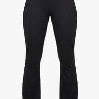 Ladies Women Black Ribbed Flared Trousers