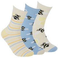 Ladies Bamboo Lemon and Bee Design Socks (3 Pair)
