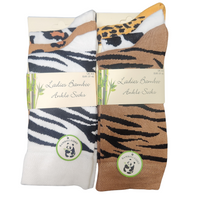 Ladies Women Bamboo Animal Leopard Print Socks (3 Pair)