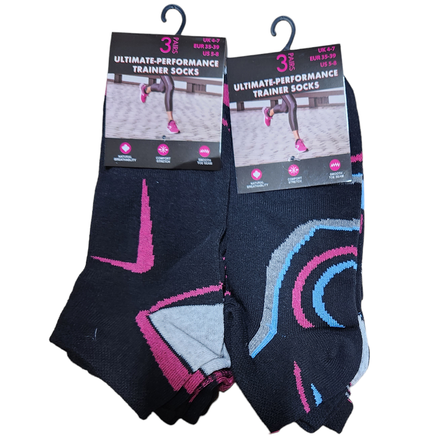 Ladies Design Trainer Socks (3 Pair)