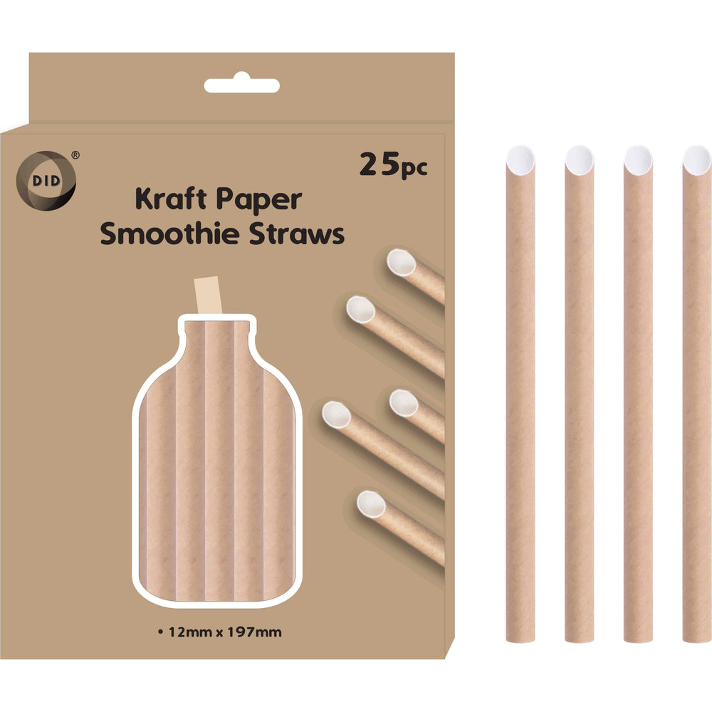 25pc Kraft Paper Smoothie Straws