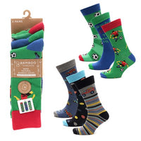 Mens Novelty Football Car Design Bamboo Design Socks (3 Pair)
