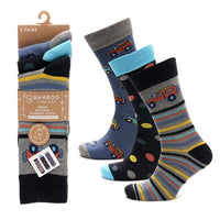 Mens Novelty Football Car Design Bamboo Design Socks (3 Pair)
