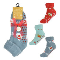 Ladies Women Christmas Xmas Gripper Bed Socks with Grip