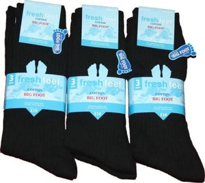 Mens Big Foot 100% Cotton Socks (3 Pair Pack) | Order Wholesale