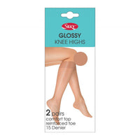 Ladies Glossy Knee High Socks 15 Denier 2pp