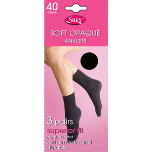 Ladies Opaque Anklet Socks 40 Denier 3pp