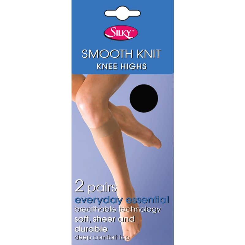 Ladies Smooth Knit Knee High Socks 2pp