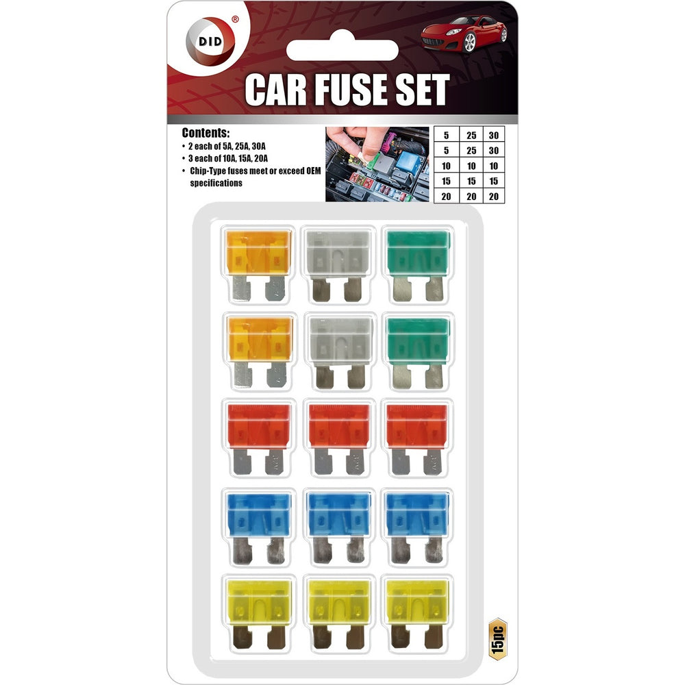 15pc Car Fuse Set