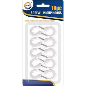 10pc Screw-In Cup Hooks