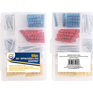 60pc Self-Tapping Screw & Plug Assortment