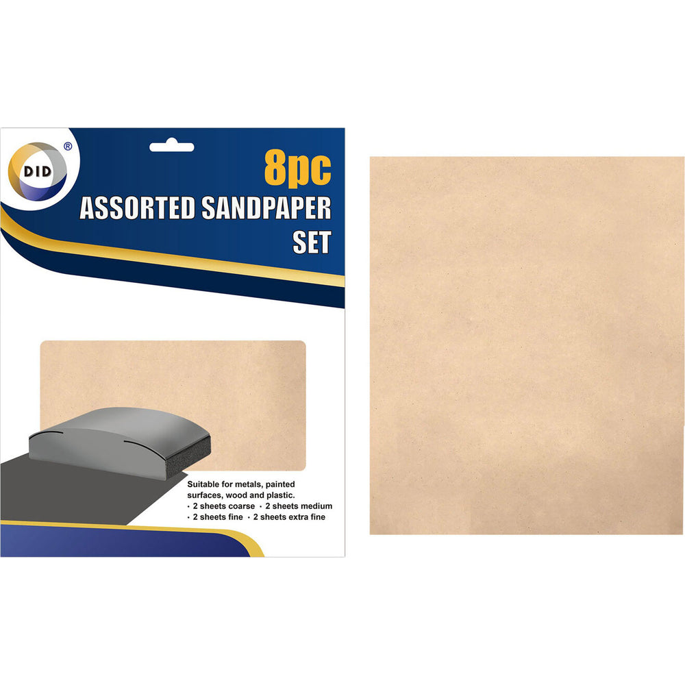 8pc Assorted Sandpaper Set