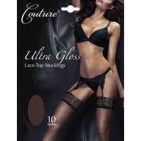 Ladies Ultra Gloss Lace Top Stockings