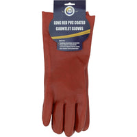 Long Red PVC Coated Gauntlet Gloves