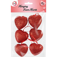 6pc Hanging Foam Hearts for Wedding Valentines Day