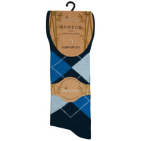 Mens Bamboo Argyle Design Non Elastic Top Socks