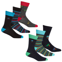 Mens Embroided Design Bamboo Socks (3 Pair)