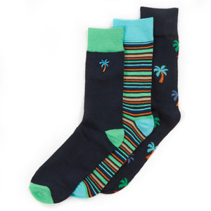 Mens Embroided Design Bamboo Socks (3 Pair)
