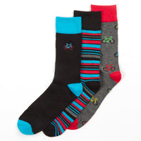 Mens Embroided Design Bamboo Socks (3 Pair)