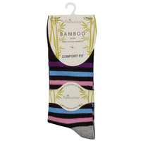 Ladies Stripe Design Non Elastic Top Bamboo Socks (3 Pair)
