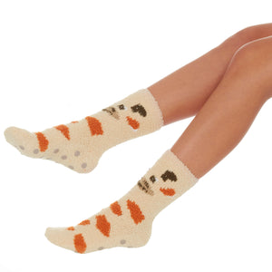 Ladies Cosy Animal Face Design Thermal Socks