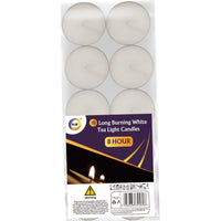 10pc Long Burning White Tea Light Candles