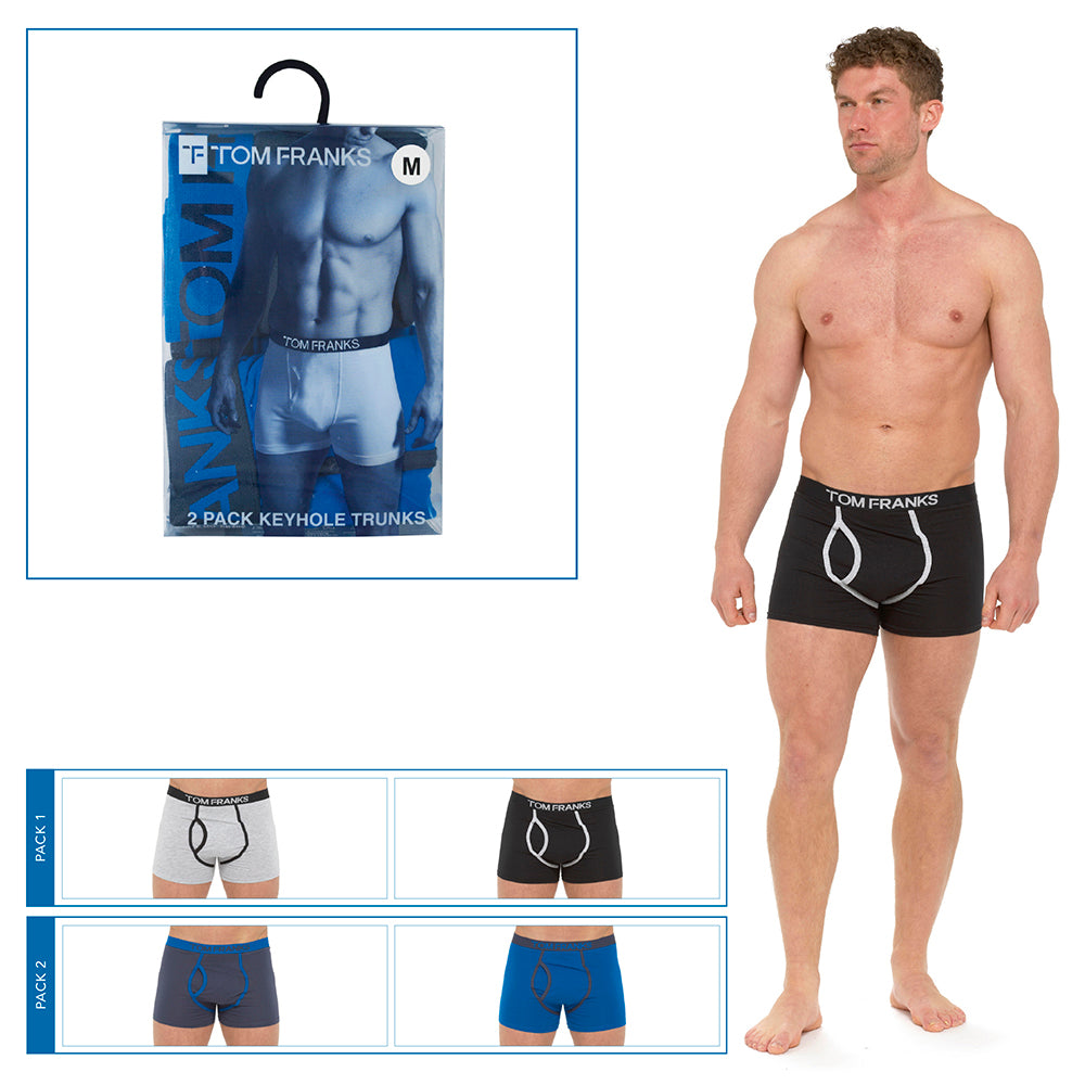 Mens Keyhole Boxers in PVC Box (2 Pack)