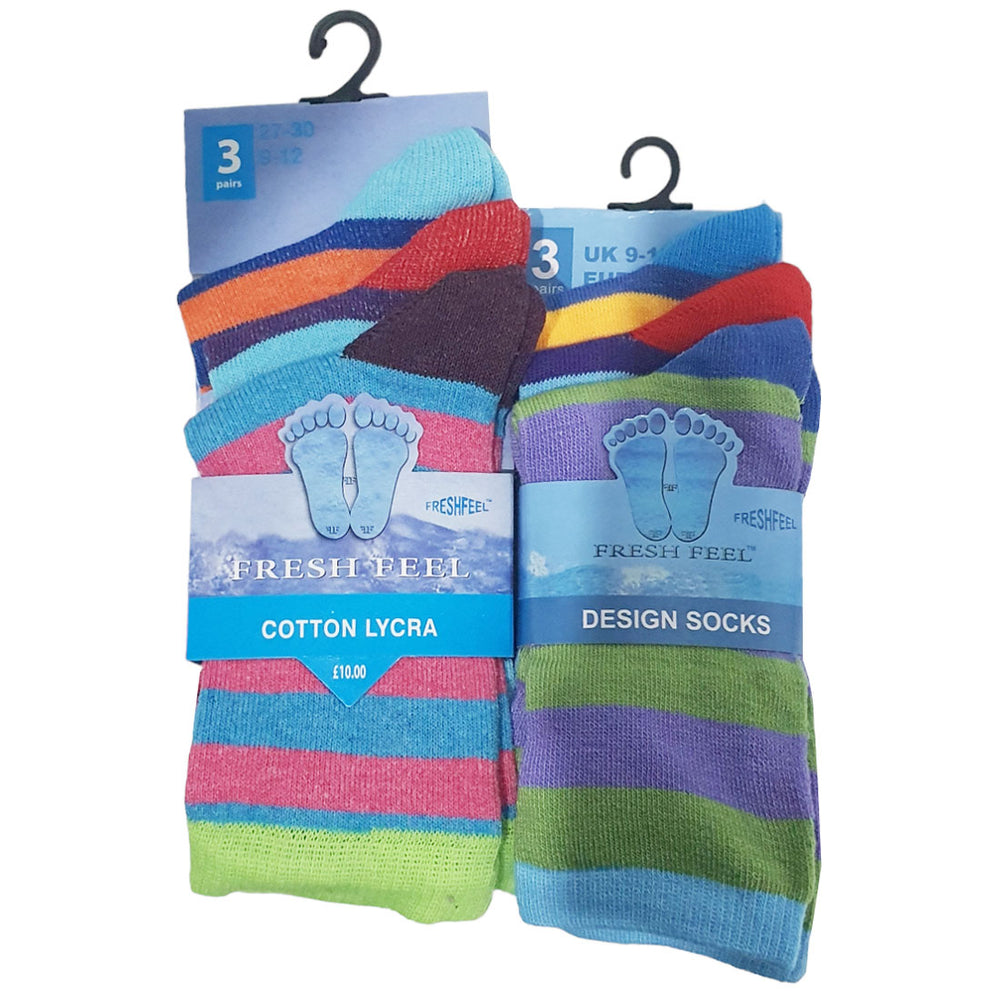 Kids Children Novelty Bright Stripey Design Socks