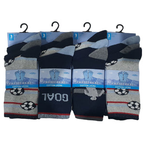 Boys Kids Goal Football Design Socks (3 Pairs)