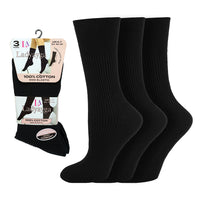 Ladies 100% Cotton Non Elastic Top Socks (3 Pair)