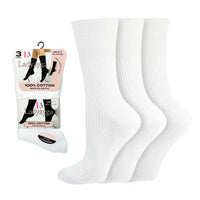 Ladies 100% Cotton Non Elastic Top Socks (3 Pair)
