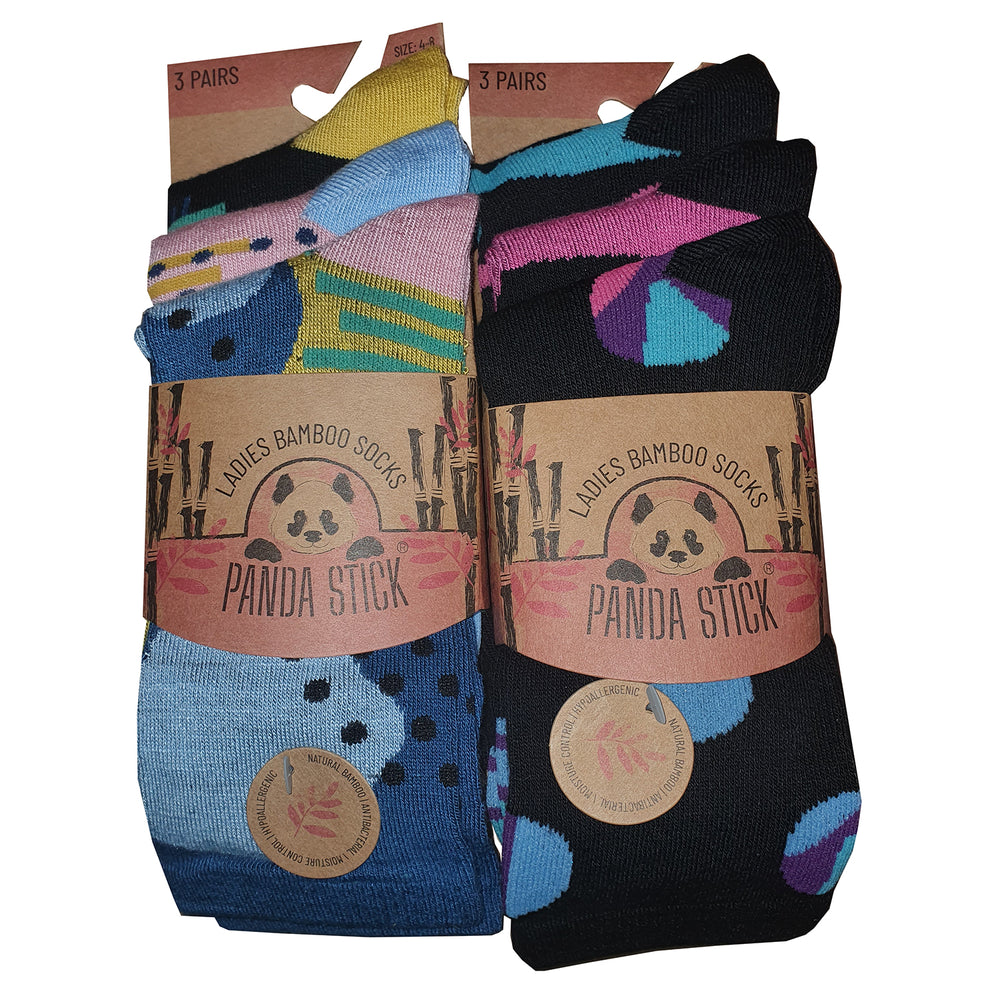 Ladies Bamboo Design Socks (3 Pack)