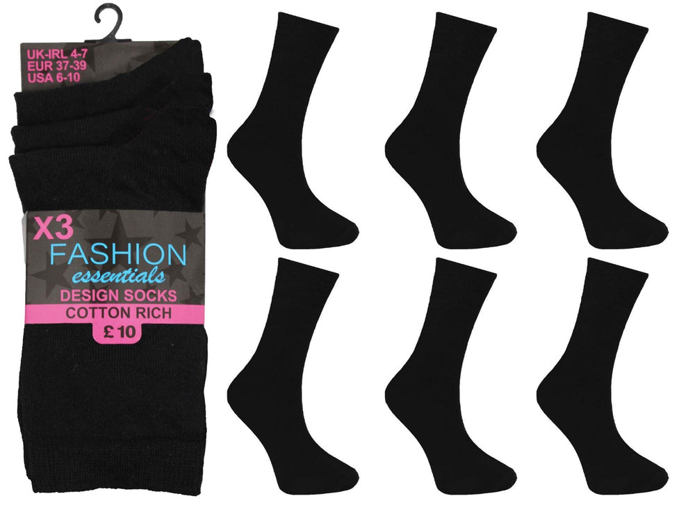 Ladies Women Black Socks (3 Pair)