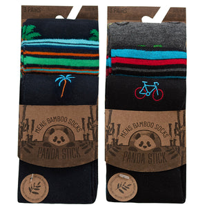 Mens Embroided Design Bamboo Socks (3 Pair)