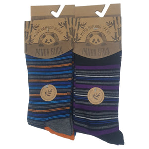 Mens Bamboo Stripe Design Loose Comfort Top Socks (3 Pair)