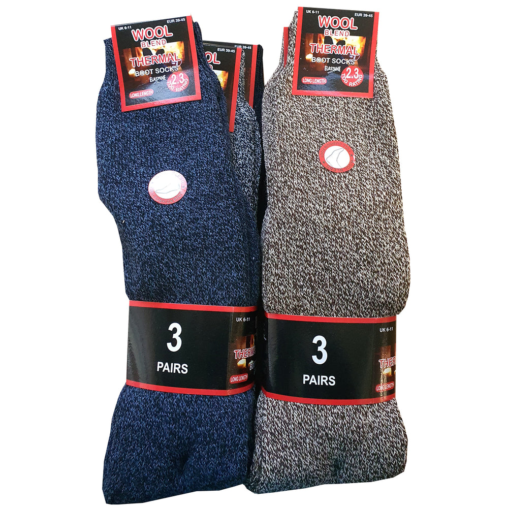 Mens 2.3 Tog Long Hose Knee High Wool Socks (3 Pack)