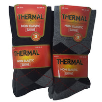 Mens Argyle Thermal Non Elastic Top Socks (3 Pair)