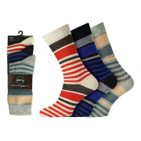 Mens Mix Stripe Design Everyday Socks (3 Pair)