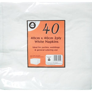 40pc 40cm x 40cm 2ply White Napkins Tissues