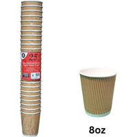 25pc 8oz Hot/Cold Ripple Paper Cups