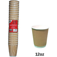 25pc 12oz Hot/Cold Ripple Paper Cups